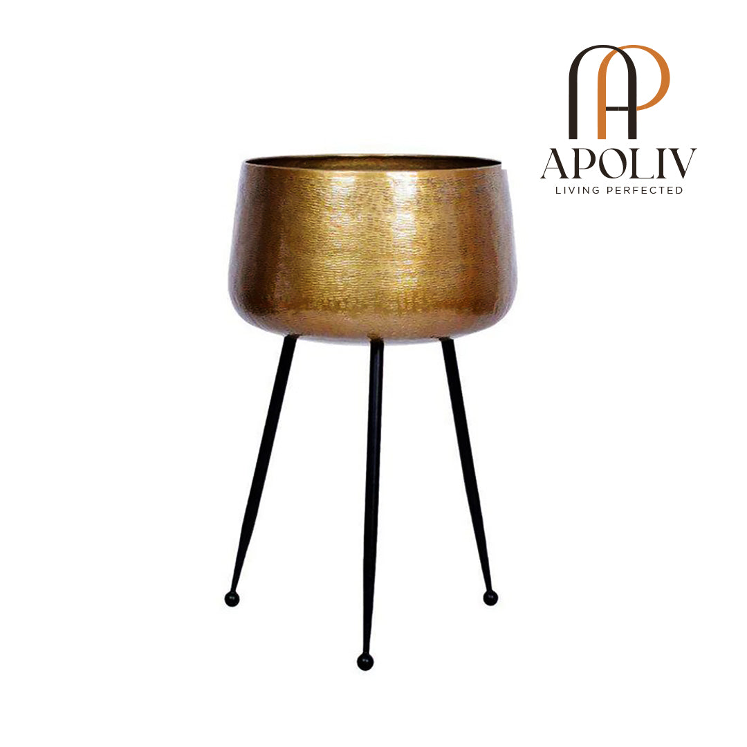 Apoliv - SARA - BRASS PLANTER WITH BLACK LEGS